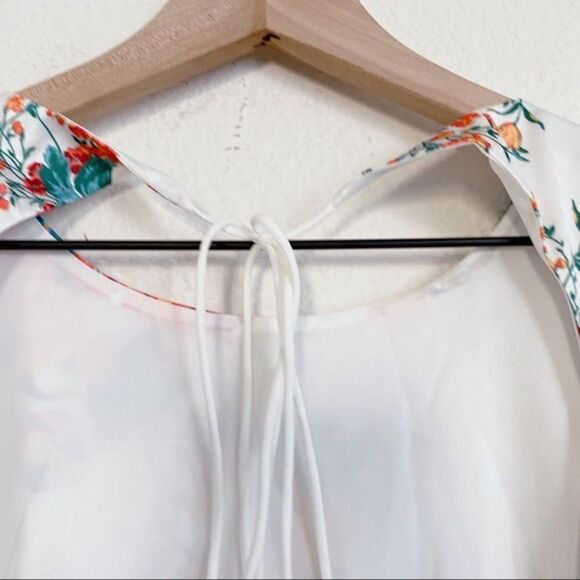 For Love & Lemons Womens Brandi Floral Ruched Mini Dress White Multi Size XS - Picture 9 of 12
